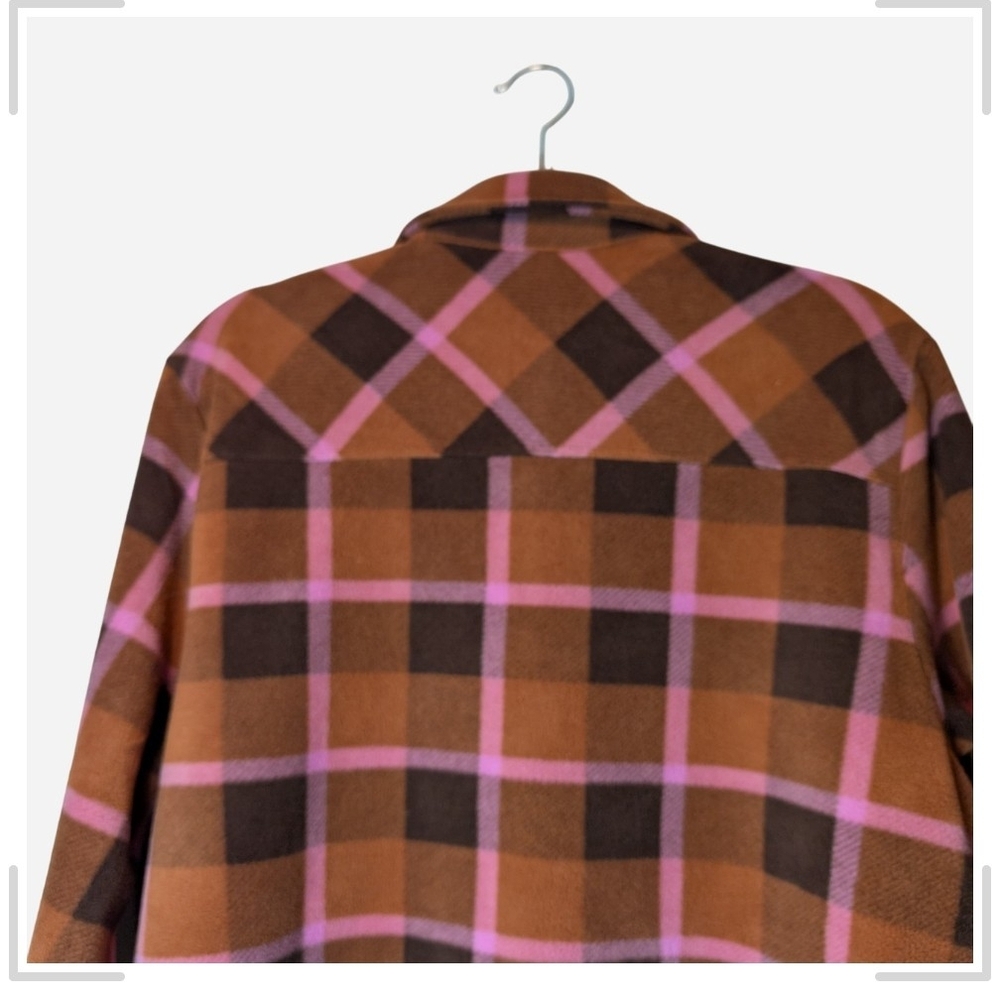 Pre-owned Women's Plaid Utility Jacket in Brown and Pink - Picture 4 of 8